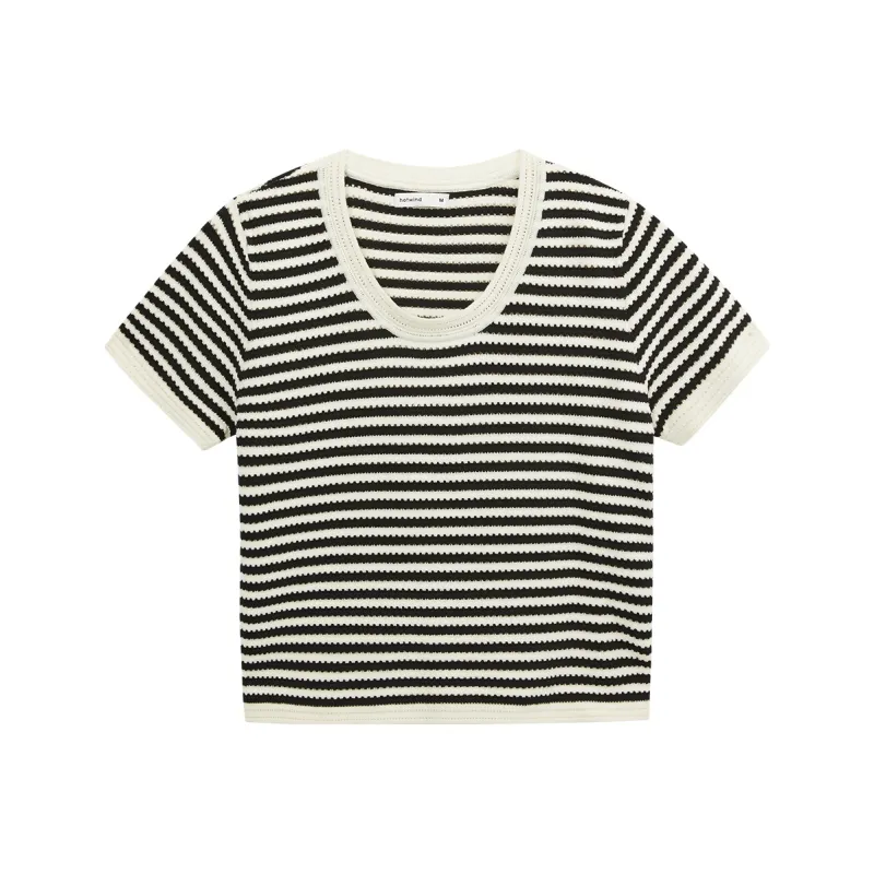 Hotwind Knitwear Women's Black White Stripes-0
