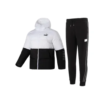 PUMA Casual Sportswear Men Black White Top+Black Bottom