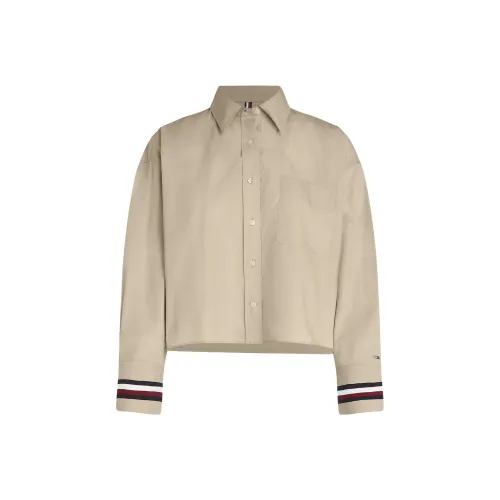 Tommy Hilfiger Global Stripe Oversized Cropped Shirt Shirt Women's Ecru