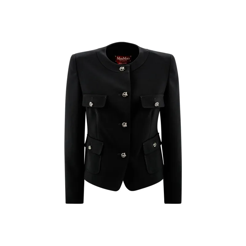MaxMara Studio Buttoned Crewneck Jacket-0