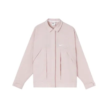 Nike Women's Zip Up Woven Loose Fit Collared Jacket Pink