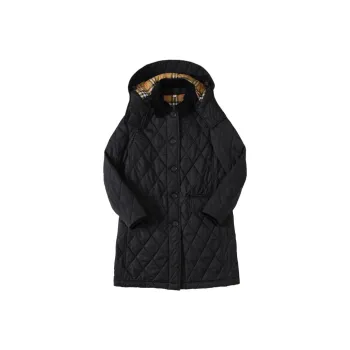 Burberry Detachable Hood Diamond Quilted Coat Black