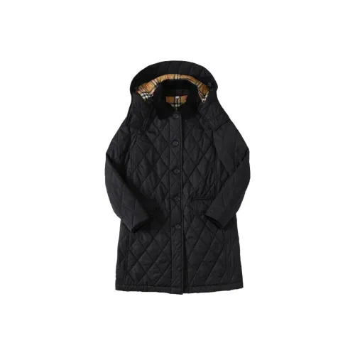 Burberry Detachable Hood Diamond Quilted Coat Black