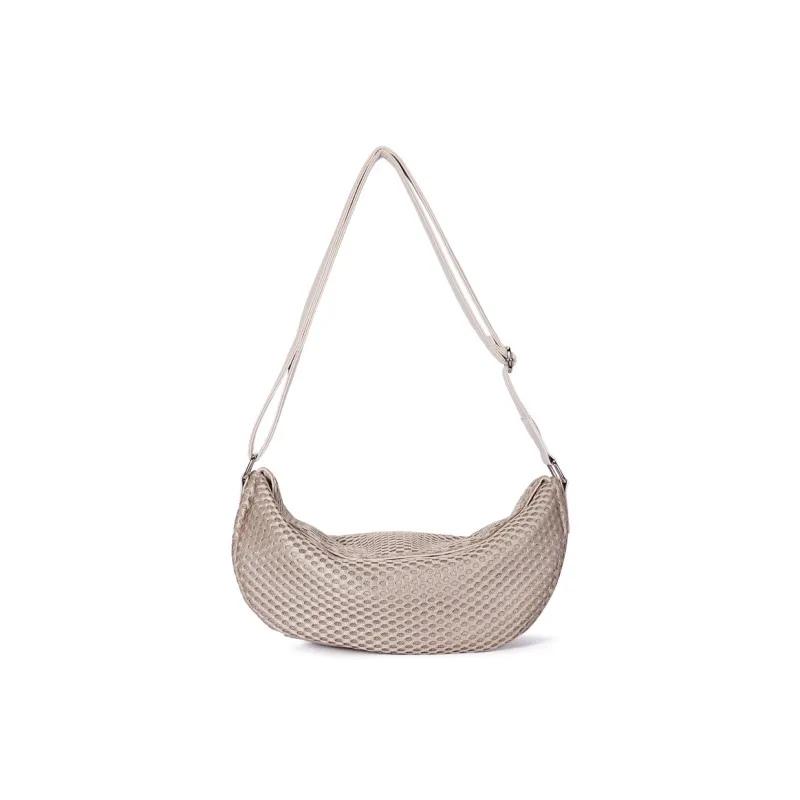 Dubaolu Fabric Dumpling Bag, Crossbody Bag, Shoulder Bag Medium Size Women's Black/Ecru-8