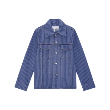 GANNI Stripe Overdyed Denim Jacket