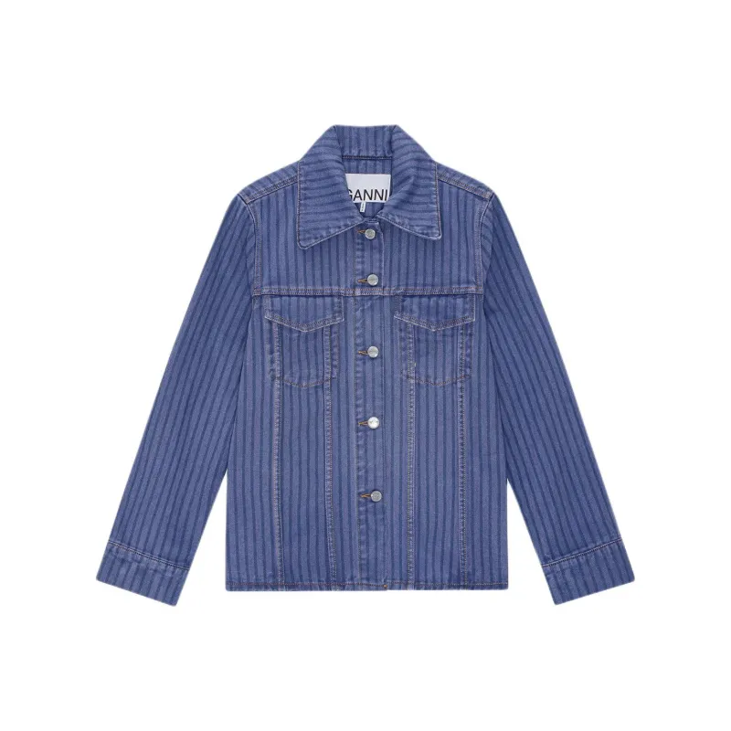 GANNI Striped Denim Jacket-0