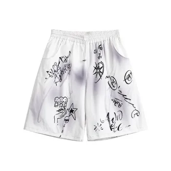 TELENT Casual Shorts Unisex Graffiti White
