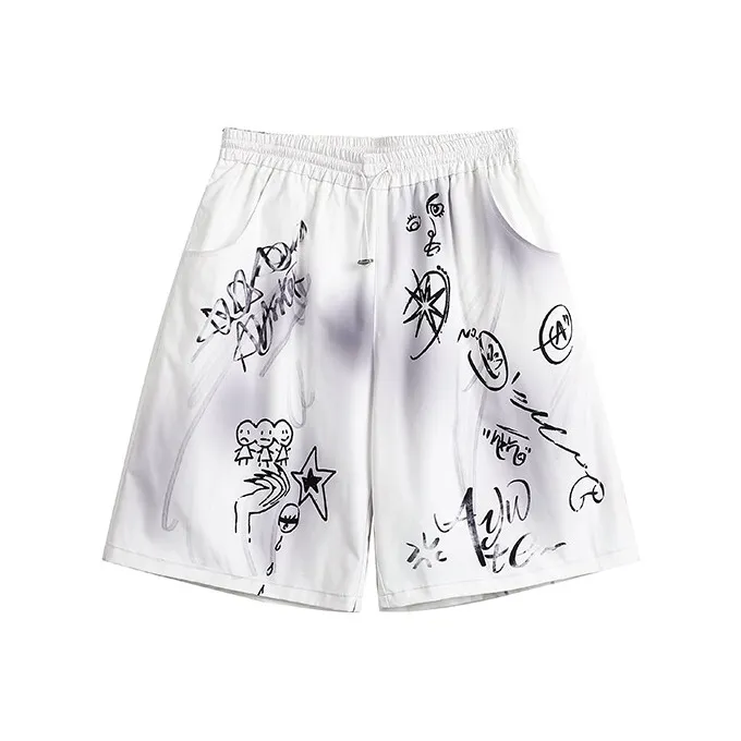 TELENT Casual Shorts Unisex Graffiti White-0