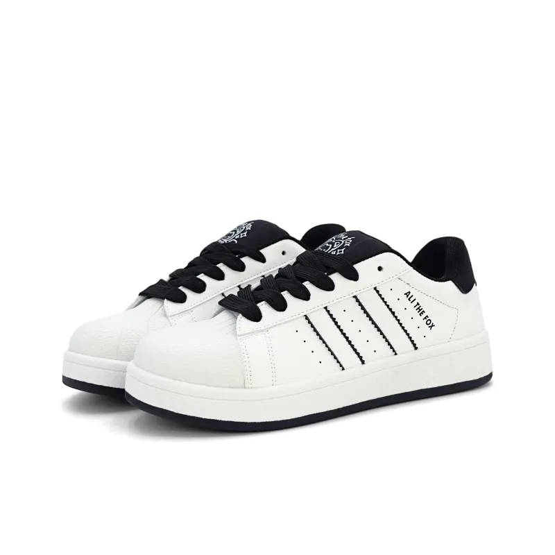 ALI THE FOX Skateboard Shoes Women's Low Top White Black/Pure White-8