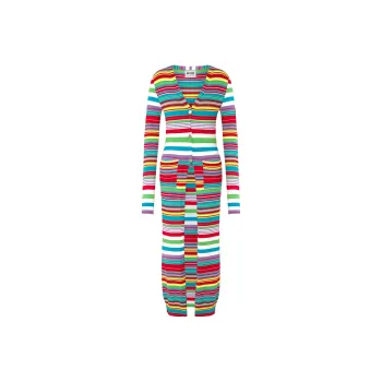 MOSCHINO Jeans Striped Knit Long Cardigan