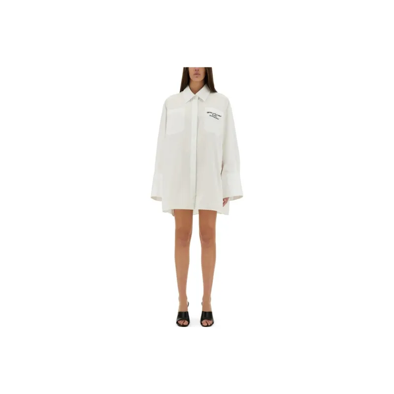 OFF WHITE Embroidered Logo Shirt Dress-0