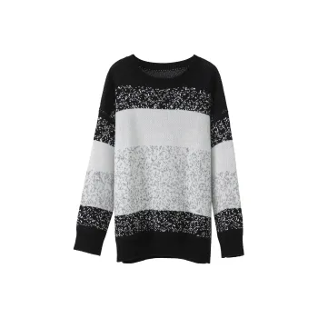 Fstudio Korean Petite Multicolor Crew Neck Warm Knitwear Sweater Women's Black White