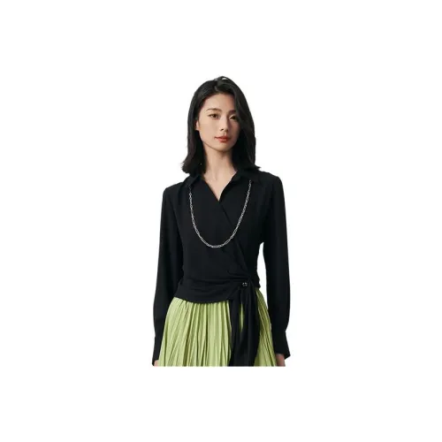 GOOBGS 클래식 블랙 여성 셔츠