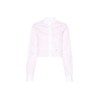 THOM BROWNE Striped Cotton Cropped Shirt