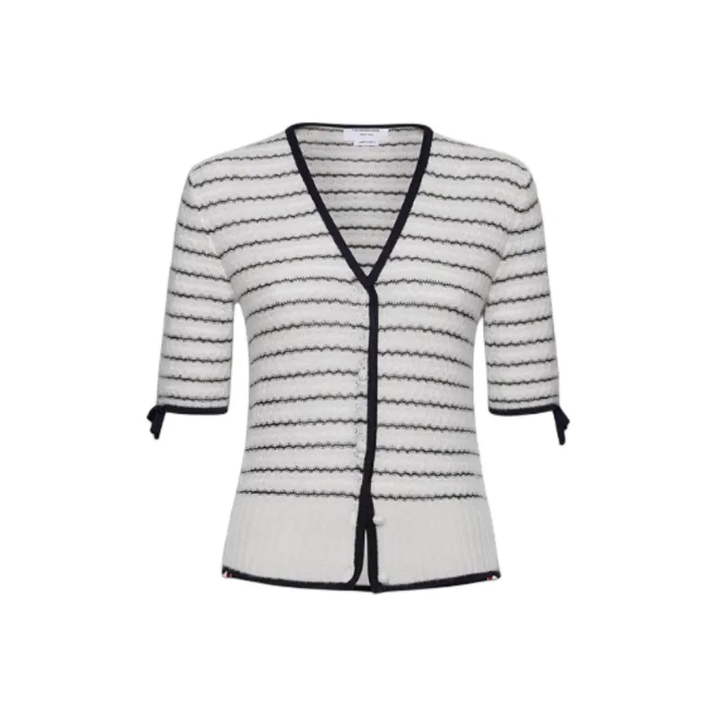 THOM BROWNE Bow detail Striped Cardigan-0