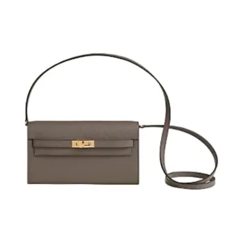 HERMES Kelly To Go Epsom Calfskin Wallet, Shoulder Bag Women's 8F Gris ÉTain Tin Gray