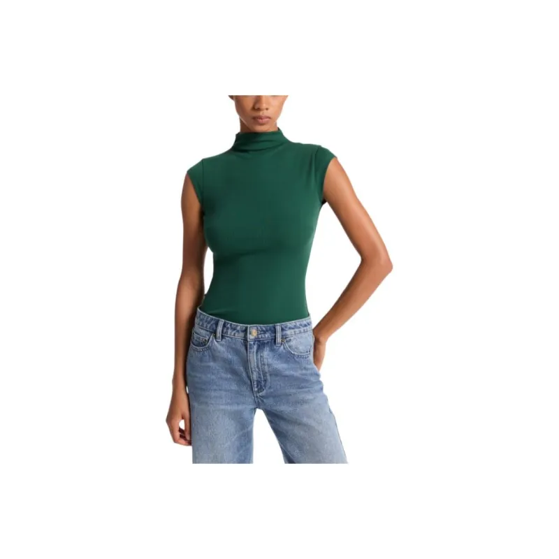 MICHAEL KORS Stretch Cotton Blend Funnel-Neck Top-0