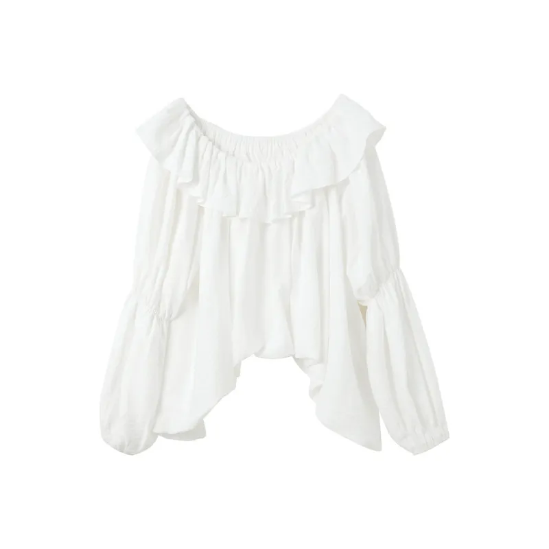 3COLOUR Chiffon Shirt Women's Pearl White-0