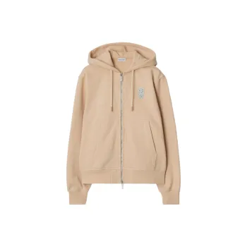 Burberry Ekd Motif Zip Up Drawstring Hoodie