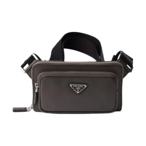 PRADA Saffiano Calfskin Fanny Pack Men's Smoke Gray