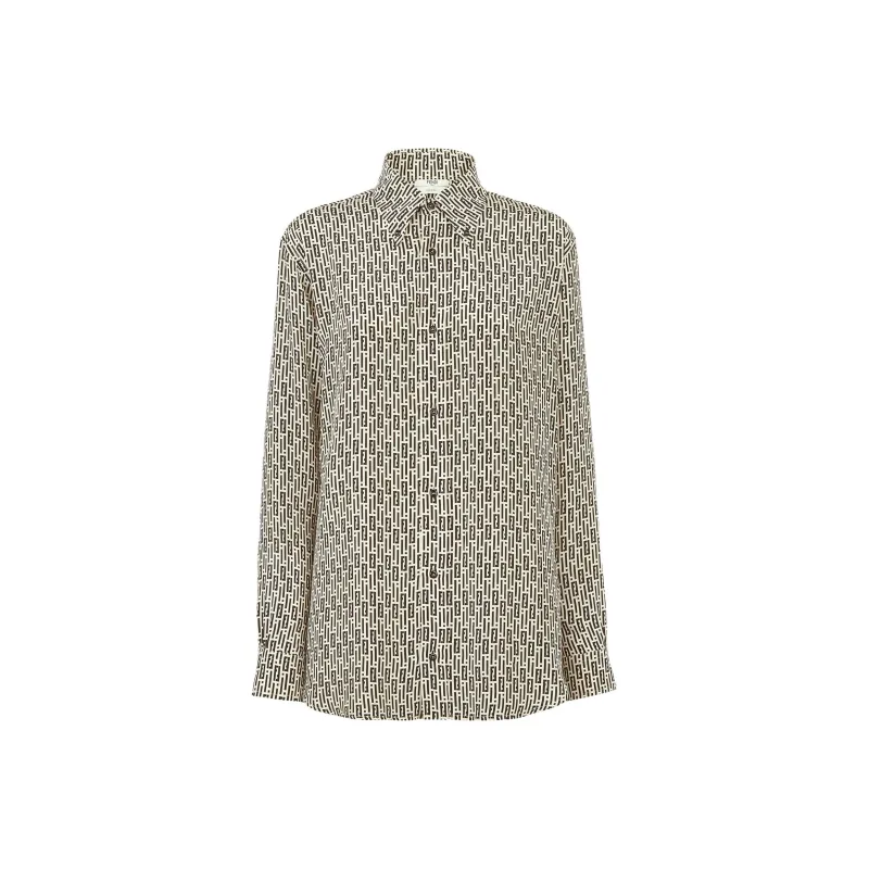 FENDI Allover Ff Striped Printed Long Sleeved Shirt-0