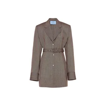 PRADA Single-Breasted Pinstripe Jacket Jackets Coats Women's Tobacco