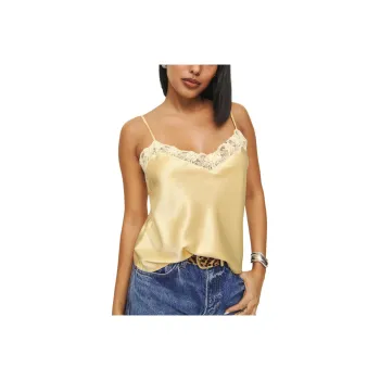 REFORMATION Casey Satin Top Camisole Women's Gold