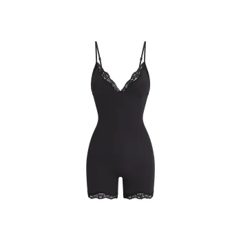 SKIMS FW24 FITS EVERYBODY LACE TRIANGLE ONESIE Bodysuits Women's ONYX/Onyx