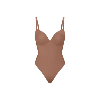 SKIMS SS25 ULTIMATE BODY PUSH-UP THONG BODYSUIT Bodysuits Women's SIENNA/Ochre Stone Color