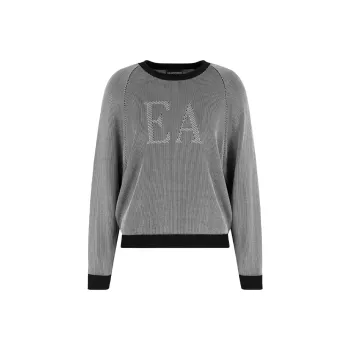 EMPORIO ARMANI Two tone Fisherman's Rib Jumper With Ea Logo