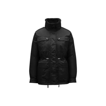 Moncler FW22 Solid Color Stand Collar Down Jacket Women's Black