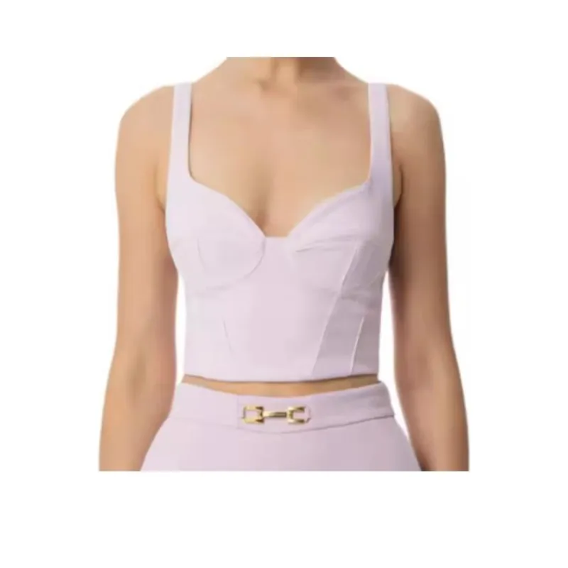 Elisabetta Franchi Contrast Piping Crêpe Top-0