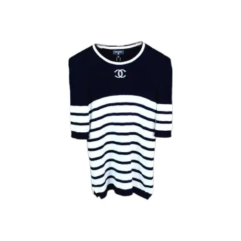 CHANEL Regular T Shirt Women's Black White