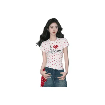FOREVER 21 Regular T Shirt Women's Red Paw