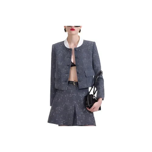 Self portrait Jacket Women's Blue Mixed Color