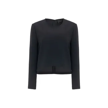 BESIONIA Solid Color Crew Neck Long Sleeved T Shirt Women's Black