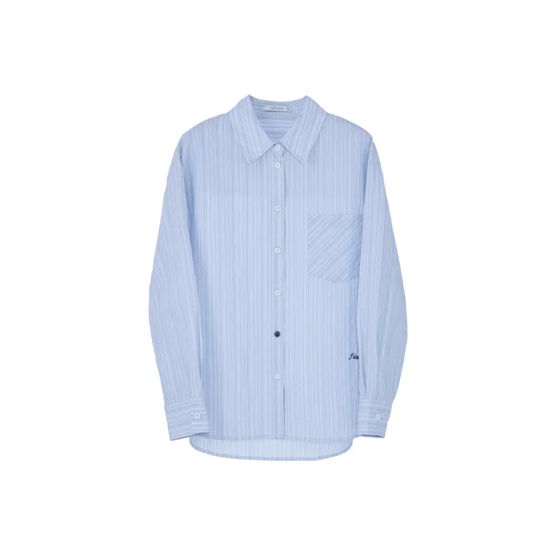 Fstudio Korean Style Preppy Style Versatile Long Sleeved Stripes Shirt Women's-3