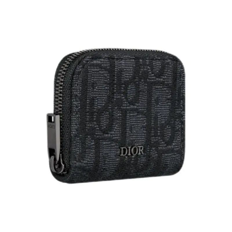 DIOR Cotton Coin Purse Small Size Unisex Black-1