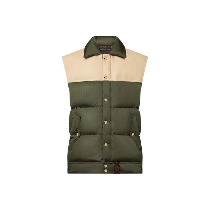 LOUIS VUITTON Leather Accent Sleeveless Puffer Jacket-0