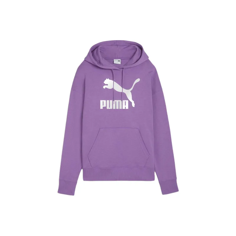 PUMA CLASSICS Shiny Logo Women's Hoodie Sweatshirt Women's Purple-0