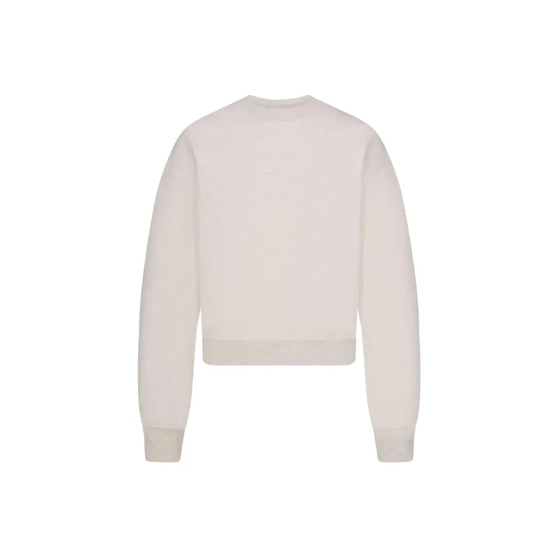 SKIMS Holiday Collection FW24 COTTON FLEECE CLASSIC CREWNECK Sweatshirt Women's HEATHER OATMEAL/Heather Oatmeal-0