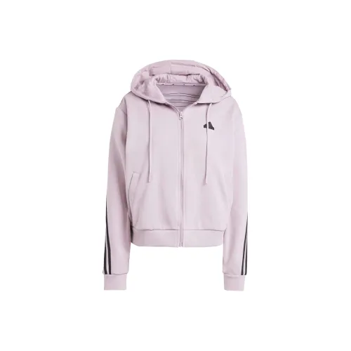 Adidas Future Icons 3-Stripes Full Zip Hoodie Sweatshirt Women's Light Purple