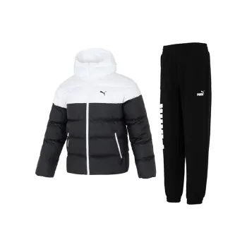 PUMA Casual Sportswear Men Set Black White Top+Black Bottom