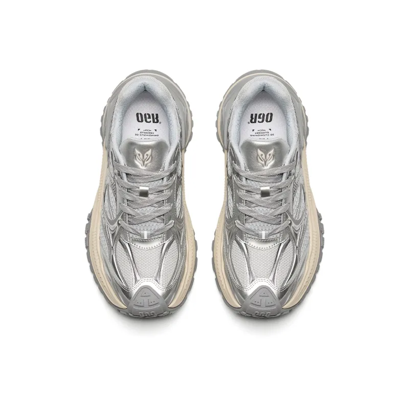 OGR Abrasion Resistant Height Increasing Rebound Low Top Running Shoes Unisex Silver Blue OG Grey-3