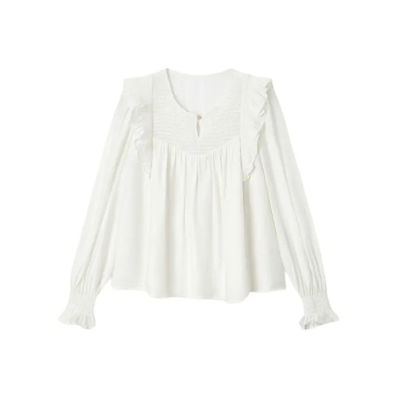 EICHITOO Chiffon Shirts Women's Ecru-0