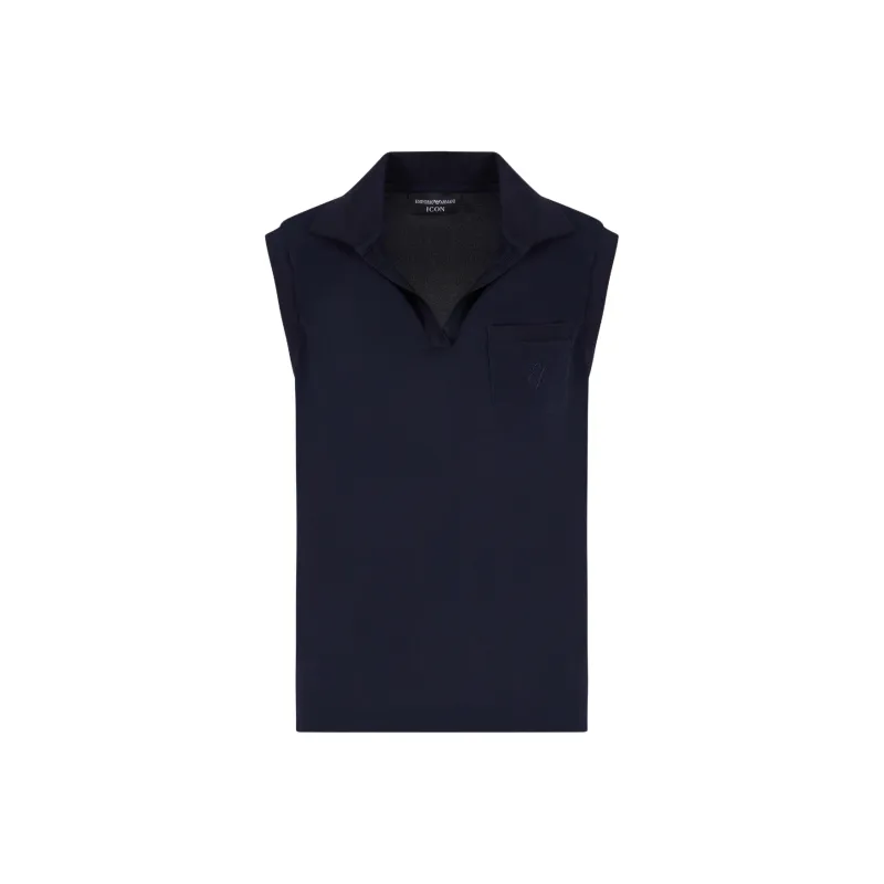 EMPORIO ARMANI Icon Micro Piqué Crêpe Jersey Top-0