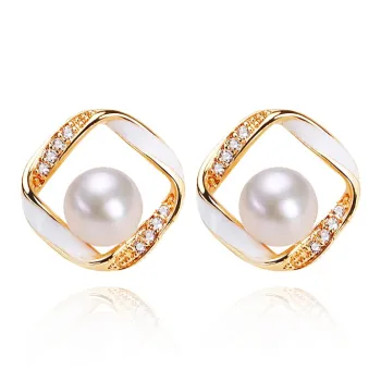 Taste The Color Pearl Stud Earrings Women's