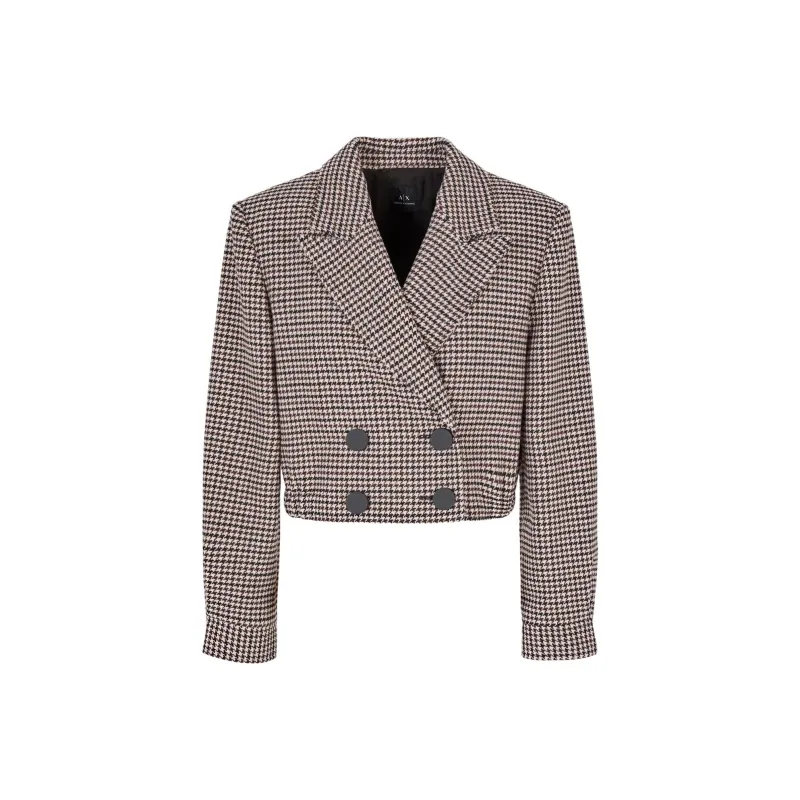 ARMANI EXCHANGE Check Pattern Cropped Jacket-0