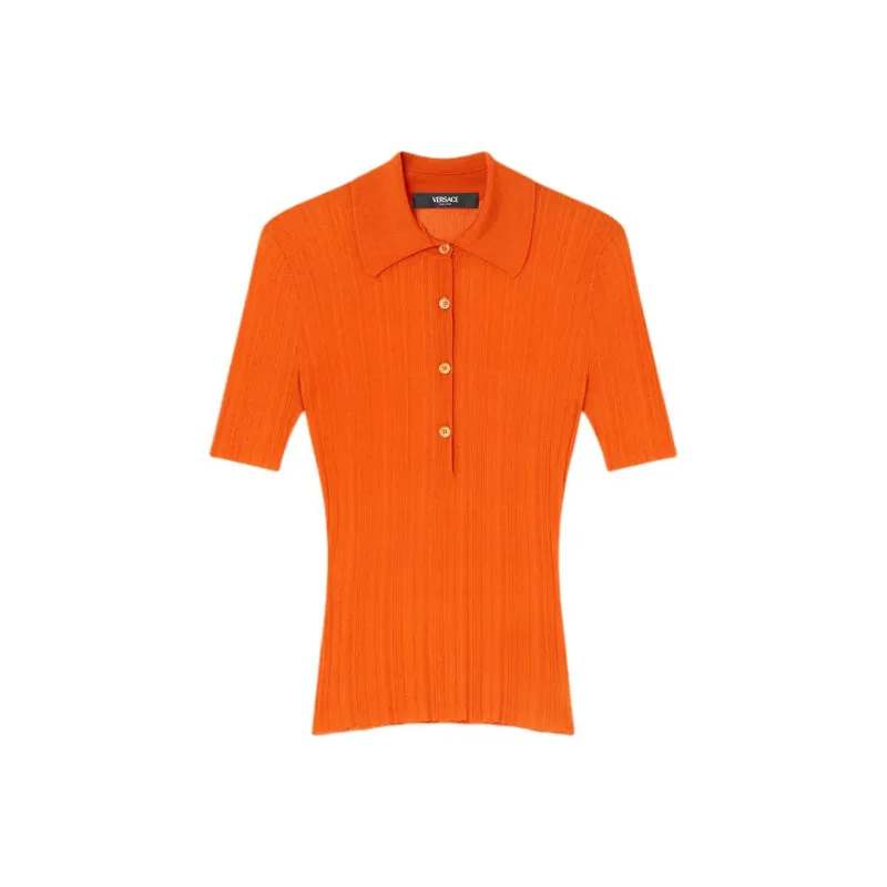 VERSACE Ribbed knit Polo Shirt-0