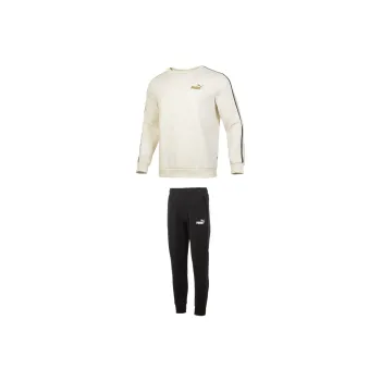 PUMA Casual Sportswear Men Clothing Set Beige Top+Black Pants